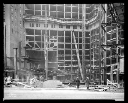 74Th And 75Th Streets And Amsterdam Avenue. Midway Theatre. [Progress View Of Steel Frame.]