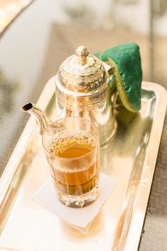 Traditional fresh mint tea served in Marrakesh, Morocco.