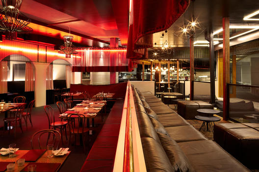 Modern Restaurant With Bright Red Colored Interior Lighting, Ostani Restaurant, Hotel Realm