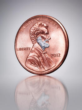 Penny with shaving cream on Lincoln\'s beard