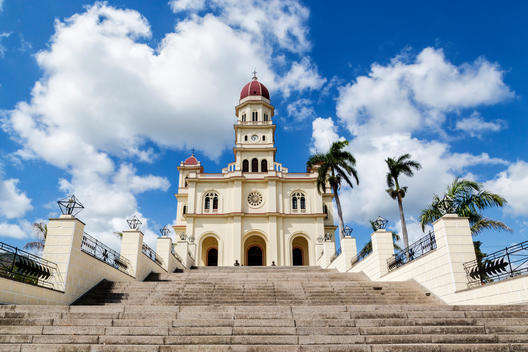 Steps to ornate church, El Cobre, Santiago de Cuba, Cuba