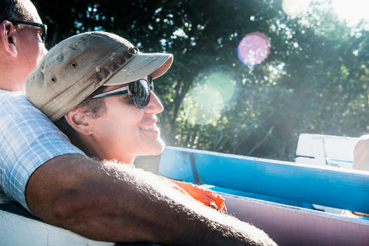 Couple relaxing in boat