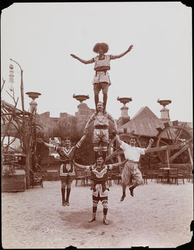 Arabian Acrobats Demonstrating Balancing Feats On The Roof Of Hammerstein'S Victoria Theatre, Located At 42Nd Street And Seventh Avenue, New York City.