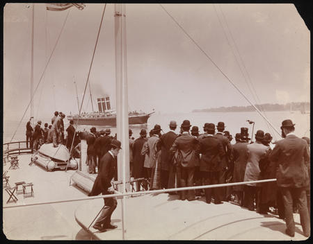 A Crowd On A Ship Deck, Possibly The S.S. 