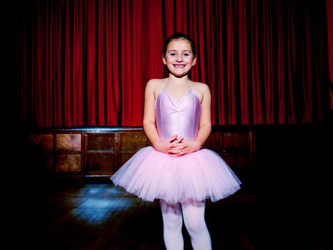 Portrait Of Excited And Nervous Young Ballerina