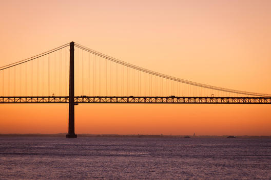25 de Abril, 25th of April, Bridge connecting Lisbon to the municipality of Almada. Lisbon, Portugal