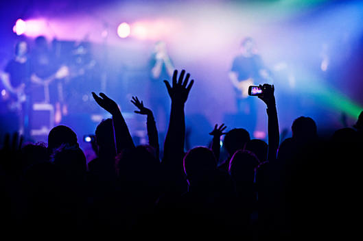 Someone Taking Pictures With A Phone In The Crowd At A Rock Concert.