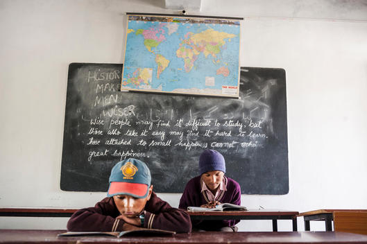 A classroom in a school in Hemis Shukpachen, Ladakh, India.