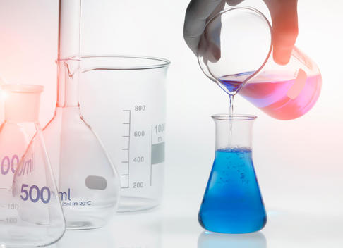 Chemical in a conical flask