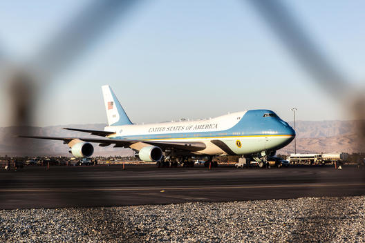 Air Force One sits at Palm Springs International Airport during President Barack Obama\'s Sunnylands Summit with Chinese President Xi Jingping.