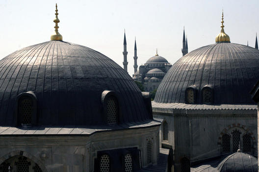General View Of Blue Mosque From Inside Of Hagia Sophia Mosque In Istanbul,Turkey.