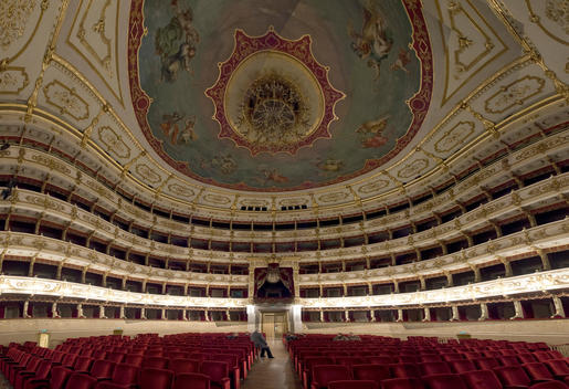 Interior of Italian theater (Teatro Regio)