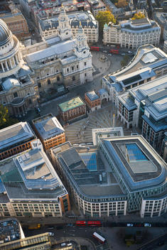 Aerial view of Paternoster Square and the area surrounding St. Paul\'s Cathedral