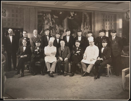 Group Portrait Of Some Of The Staff, Including The Inspector, William Gerard, The Chief Steward And The Chief Chef On The S.S. \