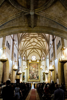A wedding takes place in San Jeronimo el Real church in Madrid, Spain.
