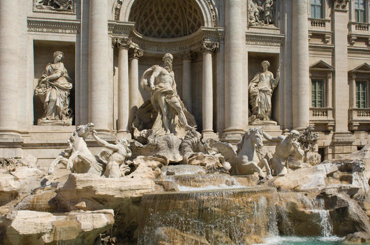 The Trevi Fountain Is A Fountain In The Trevi District In Rome, Italy. Standing 26 Meters (85.3 Feet) High And 20 Meters Wide, It Is The Largest Baroque Fountain In The City.