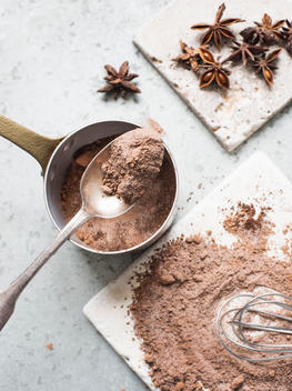Cocoa powder mixed with sugar with star anise