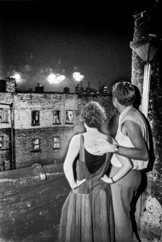 Marlene and Bruno Watching Fireworks, Suffolk Street, July 1985