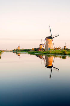Traditional Dutch Windmills at Kinderdjk, near Amsterdam, Holland