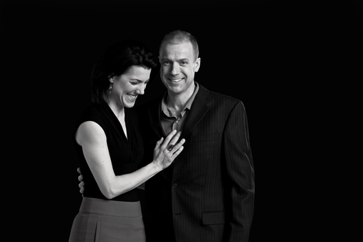 Emotional and Empowering Black and White Studio Portrait of Attractive White Couple