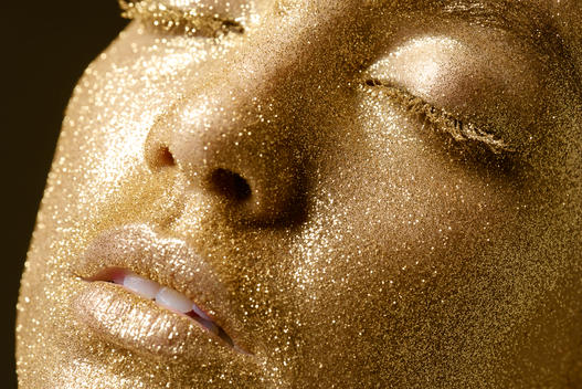 Beauty gold glitter face