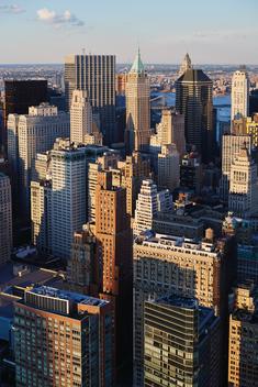 Aerial photograph of Wall Street and the New York City financial District.
