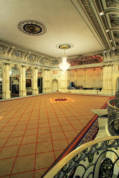 Empty Jewel Box Ballroom In The Plaza Hotel, New Carpeting Almost Finished, Multiple Viewing Boxes And Gilded Trim