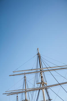 The mast of Pioneer at the South Street Seaport Museum, New York, NY.
