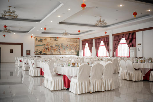An empty banquet room in China.
