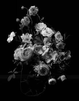 Black and white floral arrangement