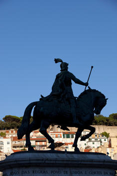 Equestrian statue of King John I in the Praca da Figueira in Lisbon, Portugal