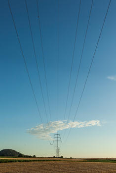 Landscape with fields and electrical Power lines