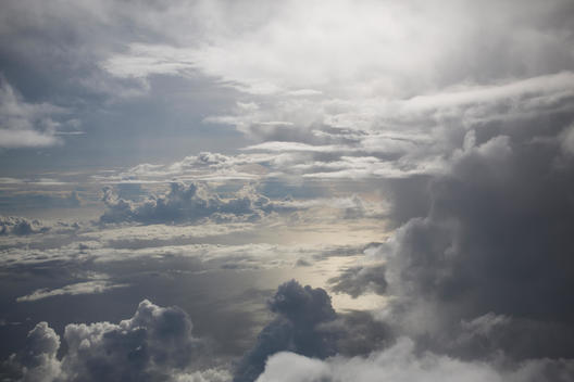 An aerial view of clouds over the ocean