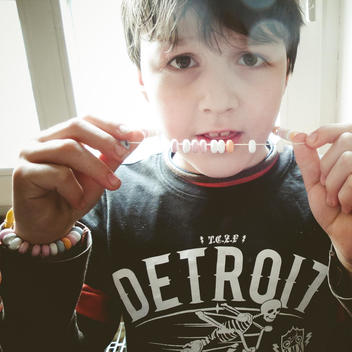 Child with candy chain