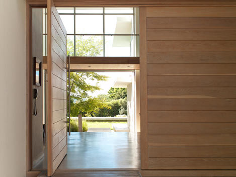 Open door in modern house