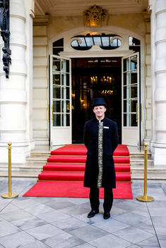 The doorman at the Shangri La Hotel in Paris, France.