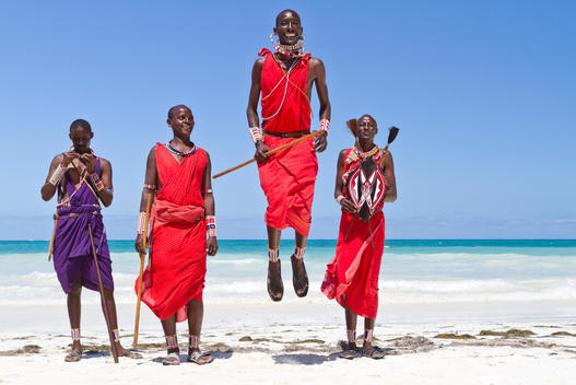 Africa, Kenya, Coast Province, District Kwale, Diani Beach, leaping dance of the Massai