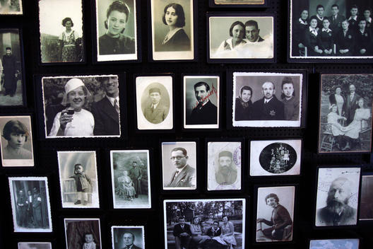 Historic Photographs On Display In The Auschwitz-Birkenau Concentration Camp, Oswiecim, Poland.