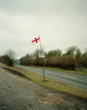 English Flag And Snack Bar Sign By Roadside Layby
