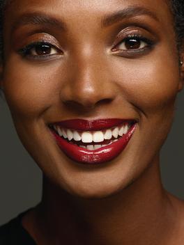 Unpublished outtakes, Close up beauty with red lip stick smiling