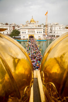 India, Punjab, Amritsar, People waiting at entry of Golden Temple