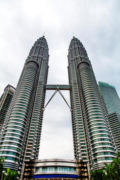 Low angle view of Petronas Twin Towers, Kuala Lumpur, Federal Territory of Kuala Lumpur, Malaysia