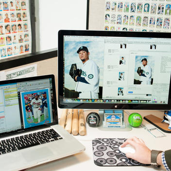 TOPPS NYC office, making baseball cards.