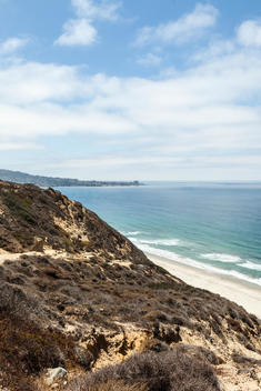 Looking out over Black's Beach, part of Torrey Pines State Beach, beneath the bluffs of Torrey Pines.