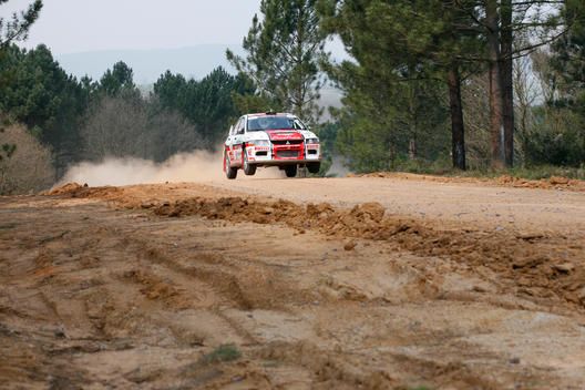 Rally Car Appears In Air And Is Competing In The Irc Rally Challenge In Istanbul.