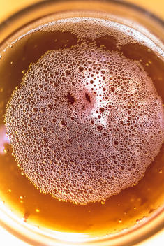Close up of glass of home brew beer