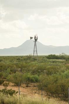 A vintage windmill still stands in Big Bend National Park in Texas.