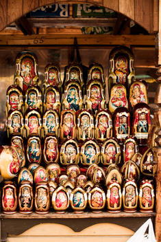 Russian Dolls In A Stall At A Market, Moscow, Russia.