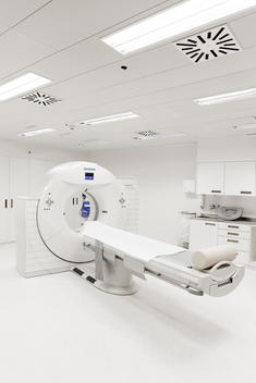 CT scanner in hospital room