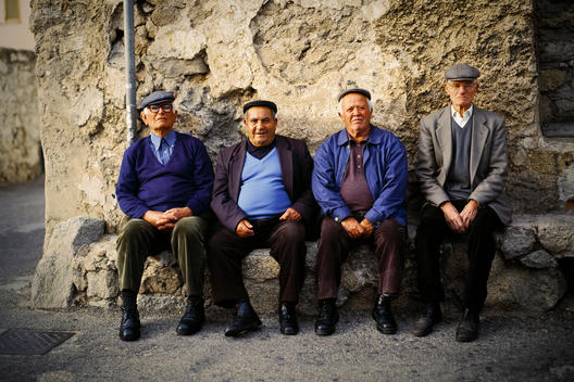 Group Of Old Men In Sardinia